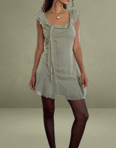 Binita Mini Dress In Chiffon Olive