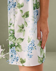 White Floral Square Neck Mini Dress