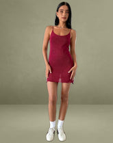 Chiara Mini Dress in Sheer Knit Red