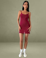 Chiara Mini Dress in Sheer Knit Red