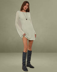 Sevila Long Sleeve Mini Dress in Mesh Sage Mini ZigZag