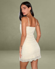 Akaira Mini Dress in Sequin Mesh Ivory