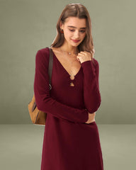 Red Cut Out A-Line Sweater Dress