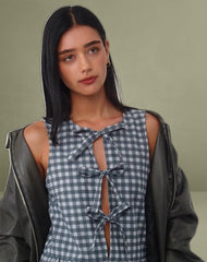 Prelith Midi Dress in Black Grey Tonal Gingham