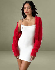 Sunali Mini Dress in Off White with Cherry Emb