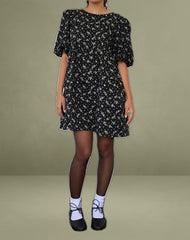 Marate Mini Dress in Floral Land Black