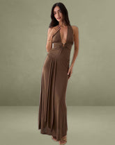 Ryoko Maxi Dress in Cupro Dark Brown