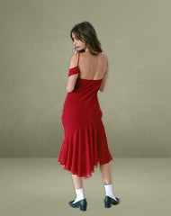 Dansya Midi Chiffon Dress in Red