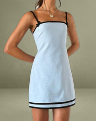 Plasina Mini Dress in Linen Blue