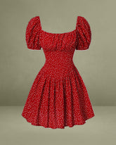 Red Polka Dot Square Neck Mini Dress