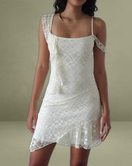 Jati Mini Dress in Off White Canina Rose Lace