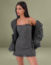 Larna Mini Dress in Check Tailoring Grey