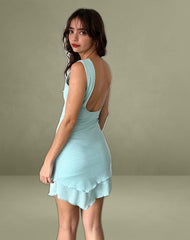 Renata Mini Dress in Light Blue Shimmer Rib