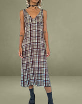 Liva Midi Dress in Multi Check Brown