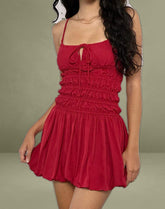 Rasmil Bubble Mini Dress in Adrenaline Red