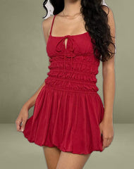 Rasmil Bubble Mini Dress in Adrenaline Red