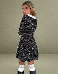 Darira Long Sleeve Mini Dress in Ditsy Romance Black