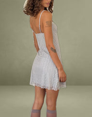 Shania Mini Dress in Silver Grey Lace Mesh