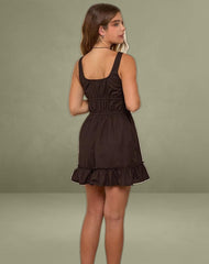 Shoyo Frill Mini Dress in Bitter Chocolate