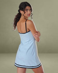 Plasina Mini Dress in Linen Blue