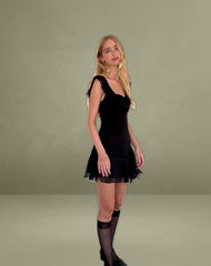 Binita Mini Dress in Chiffon Black