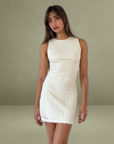 Sechium Mini Dress in Heart Lace Ivory