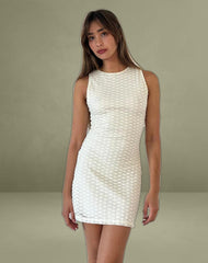 Sechium Mini Dress in Heart Lace Ivory