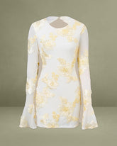 White Jacquard Bodycon Mini Dress