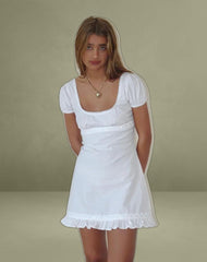 Bella Mini Tea Dress in Poplin White