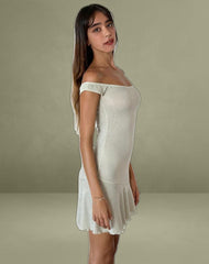 Cynthia Mini Dress in Shimmer Rib Ivory