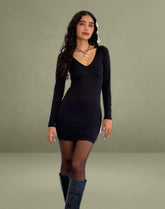 Silsali Lycra Mini Dress in Black