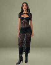 Rium Unlined Midi Dress in Lace Black