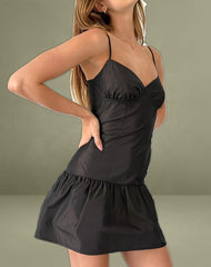 Tanaka Mini Dress in Taffeta Black