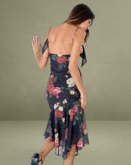 Dansya Midi Dress in Renaissance Rose Black