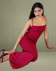 Cantha Maxi Dress in Mari Lace Red