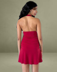 Carey Mini Dress in Lycra Slinky Red