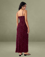 Darsih Maxi Dress in Botanical Flower Maroon