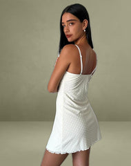 Mevila Cami Mini Dress in Ivory Polka Flock