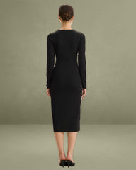 Black V Neck Cut Out Bodycon Sweater Dress