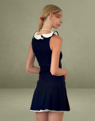 Busari Frill Neck Mini Dress in Navy
