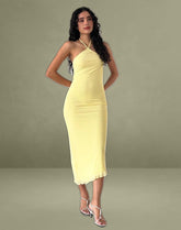 Ribka Midi Dress in Mesh Lemon