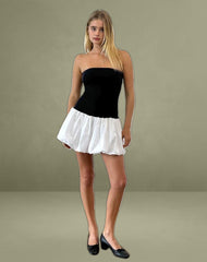 Salvia Puffball Mini Dress in Black and White