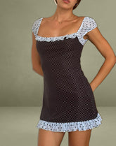 Sevda Mini Dress in Blue Black Basic Polka