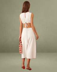White Cutout Sleeveless Midi Dress