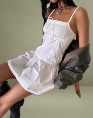 Felin Mini Dress in White Poplin