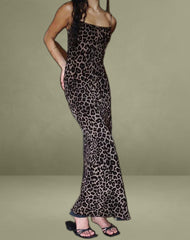 Darsih Maxi Dress in Flocked Rar Leopard