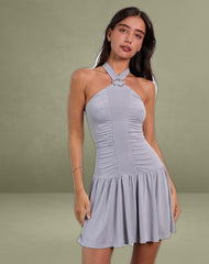 Belasar Mini Dress in Cupro Lilac Grey