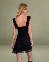 Binita Mini Dress in Chiffon Black