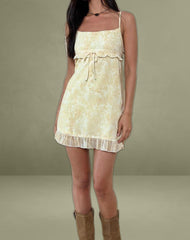 Liuka Mini Dress in Smudge Floral Yellow