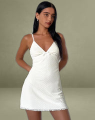 Mevila Cami Mini Dress in Ivory Polka Flock